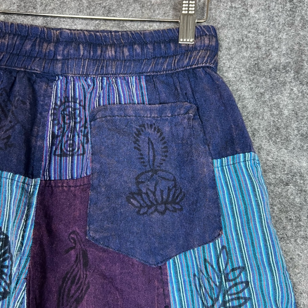 Boho Patchwork Drawstring Pants In Teal And Purpl… - image 6